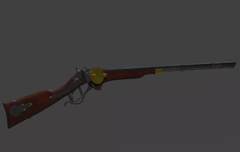 Rifle PBR tetxured Low-poly 3D model_0