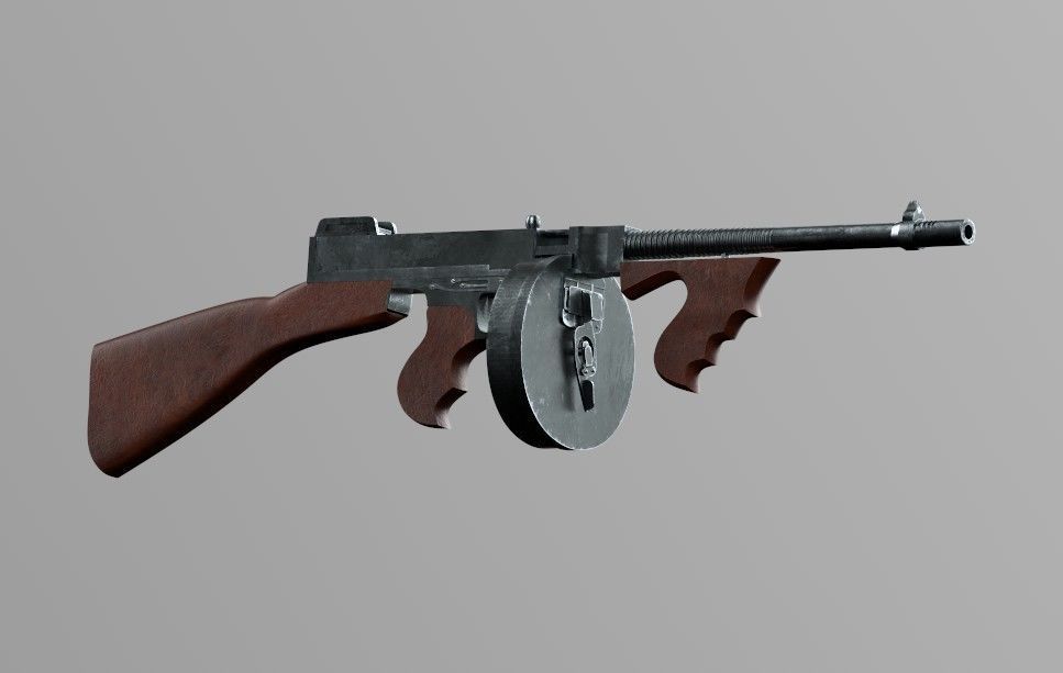 Thompson machine gun v2 Low-poly 3D model_3