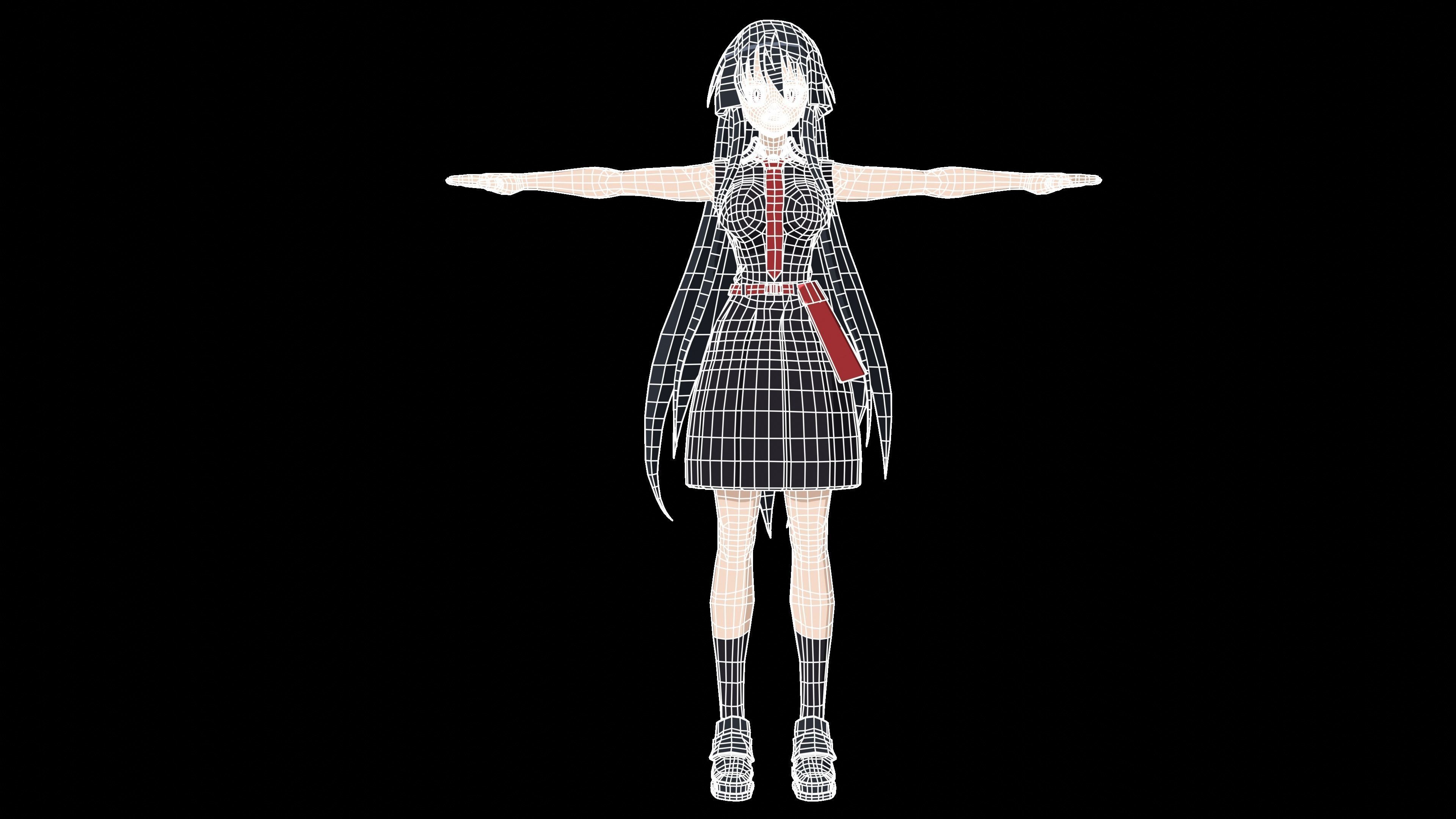 Akame I Akame Ga Kill Anime Low-poly 3D model_13