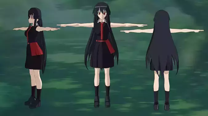 Akame I Akame Ga Kill Anime Low-poly 3D model