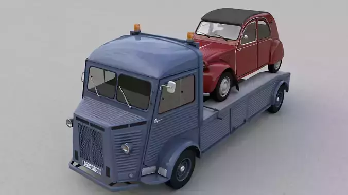CITROEN HY TRUCK 1950 and CITROEN 2CV 1957 3D model