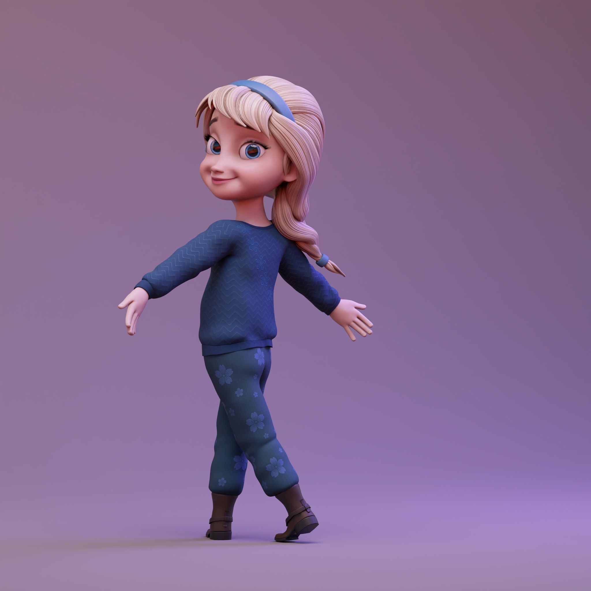 Young Elsa 3D model_7