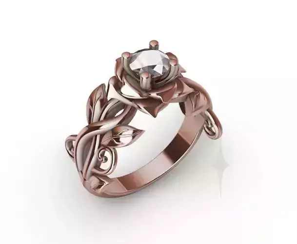 Ring Engagment Solitaire Ring Flower 3D print model 3D print model
