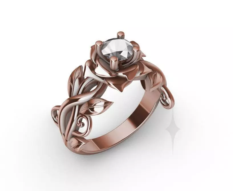 Ring Engagment Solitaire Ring Flower 3D print model 3D print model_0