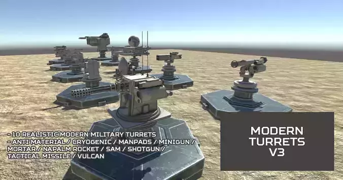 Modern Unmanned Turrets V3 Low-poly 3D model