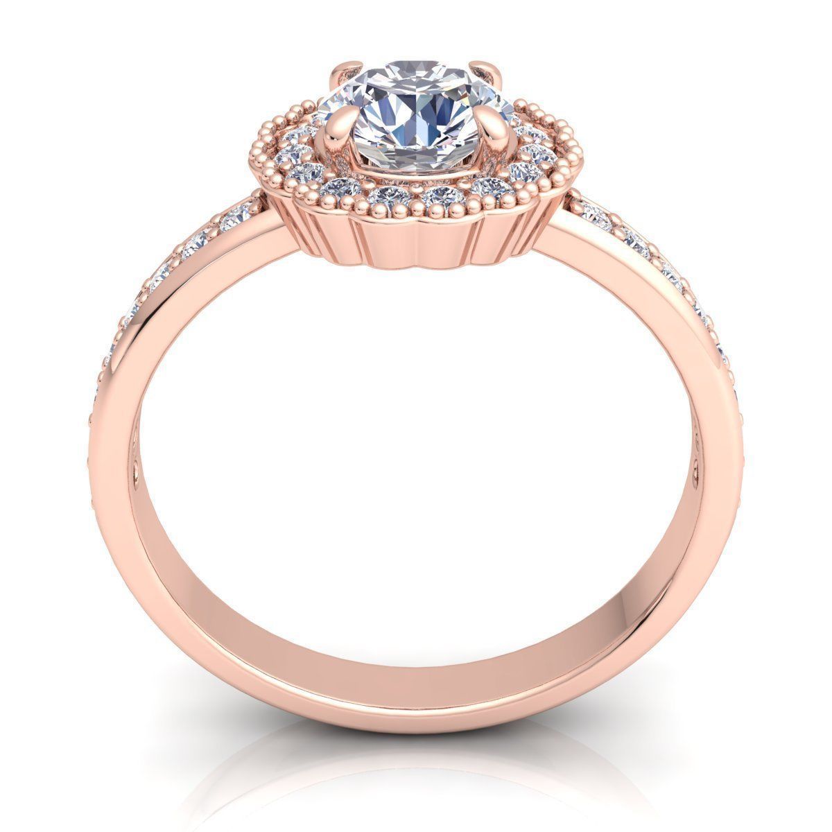 Halo Diamond Ring  3D print model_4