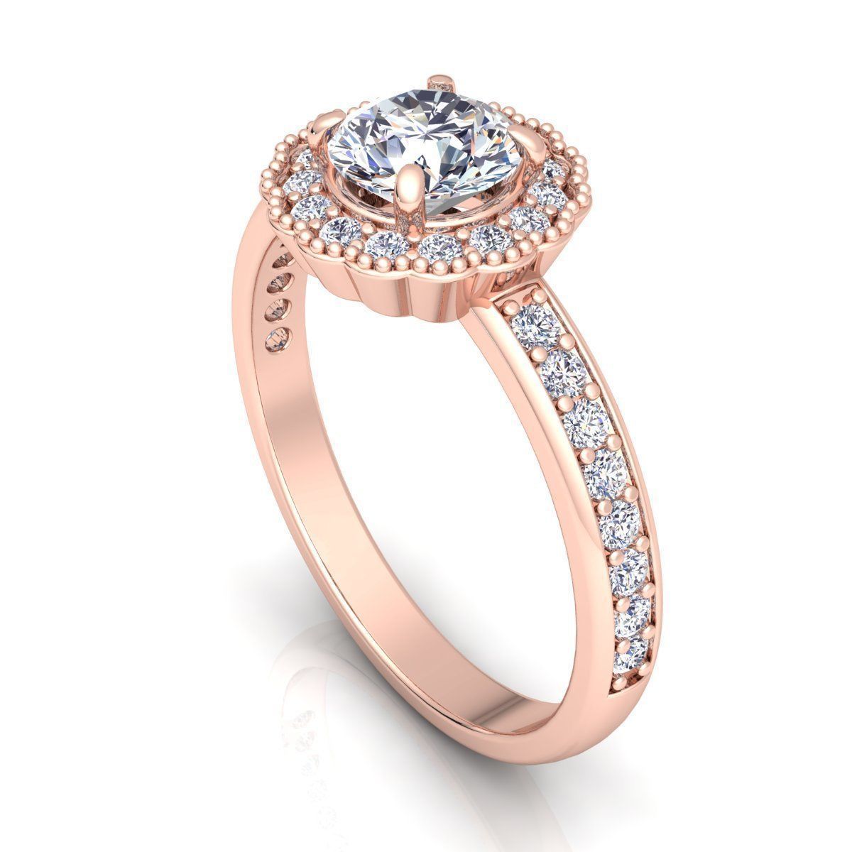 Halo Diamond Ring  3D print model_7