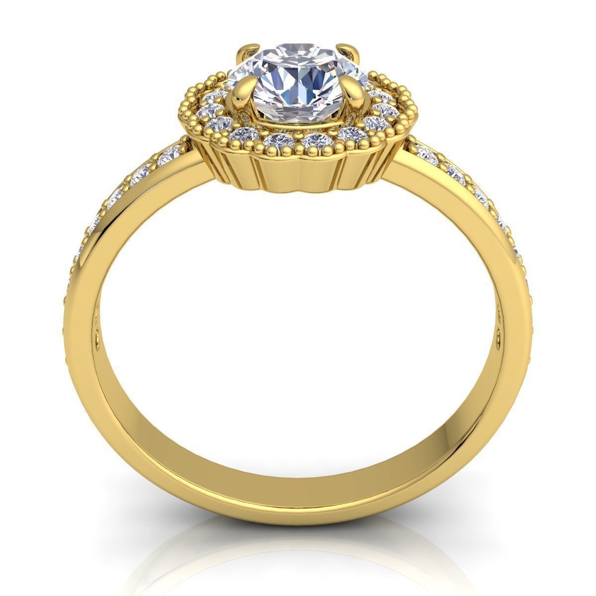 Halo Diamond Ring  3D print model_3