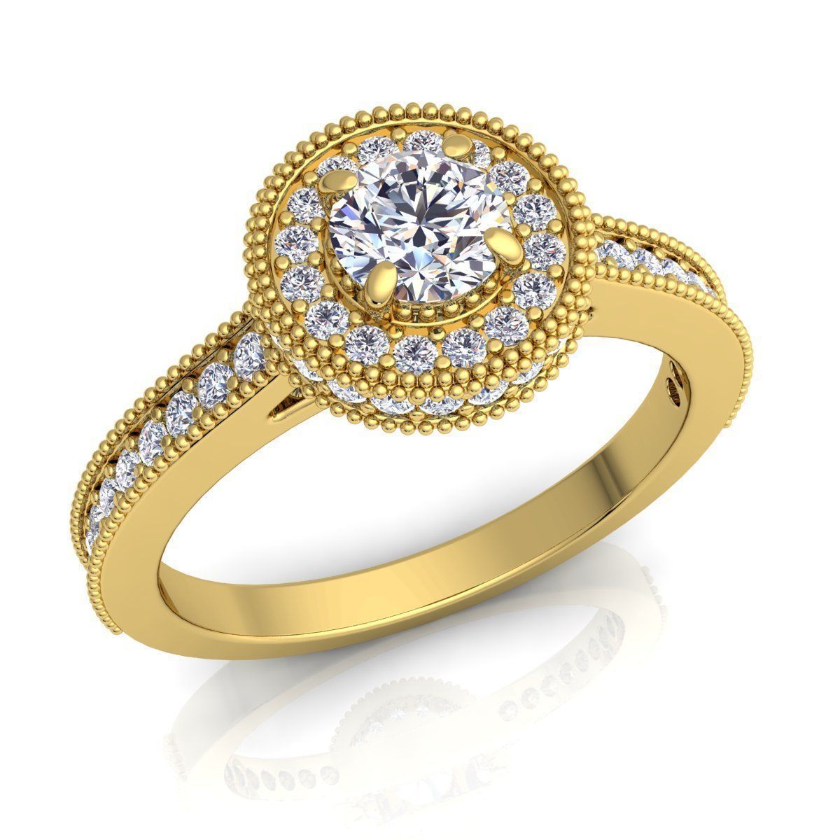 Halo Diamond Ring 3D print model_2