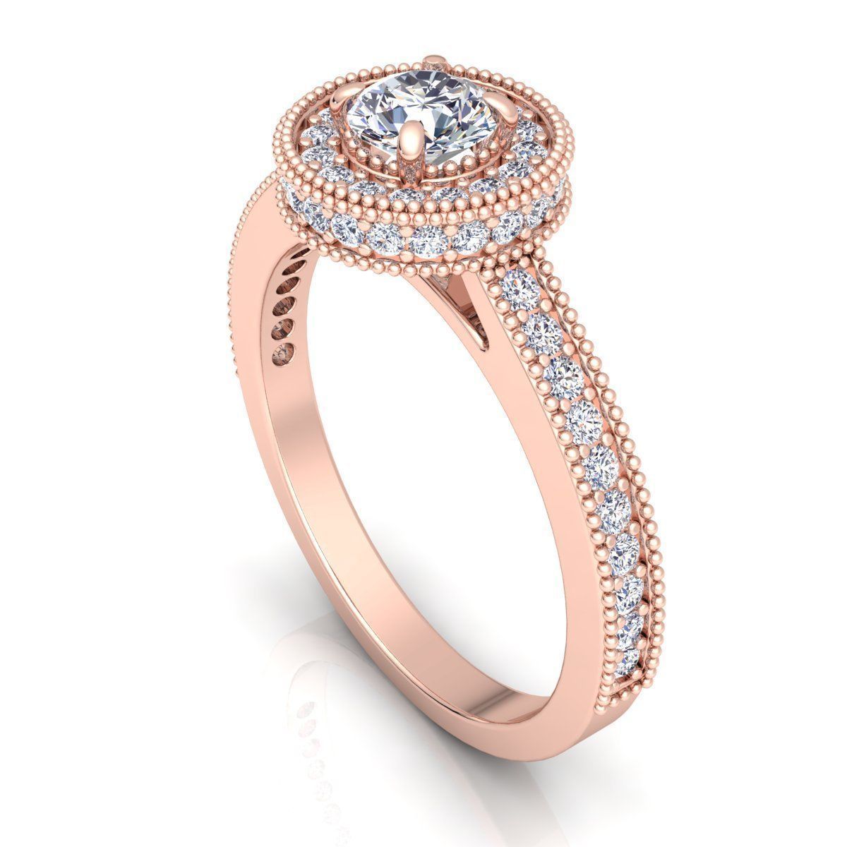 Halo Diamond Ring 3D print model_7