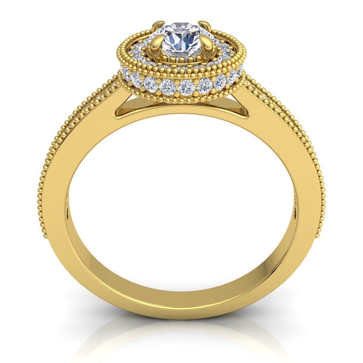 Halo Diamond Ring 3D print model_3