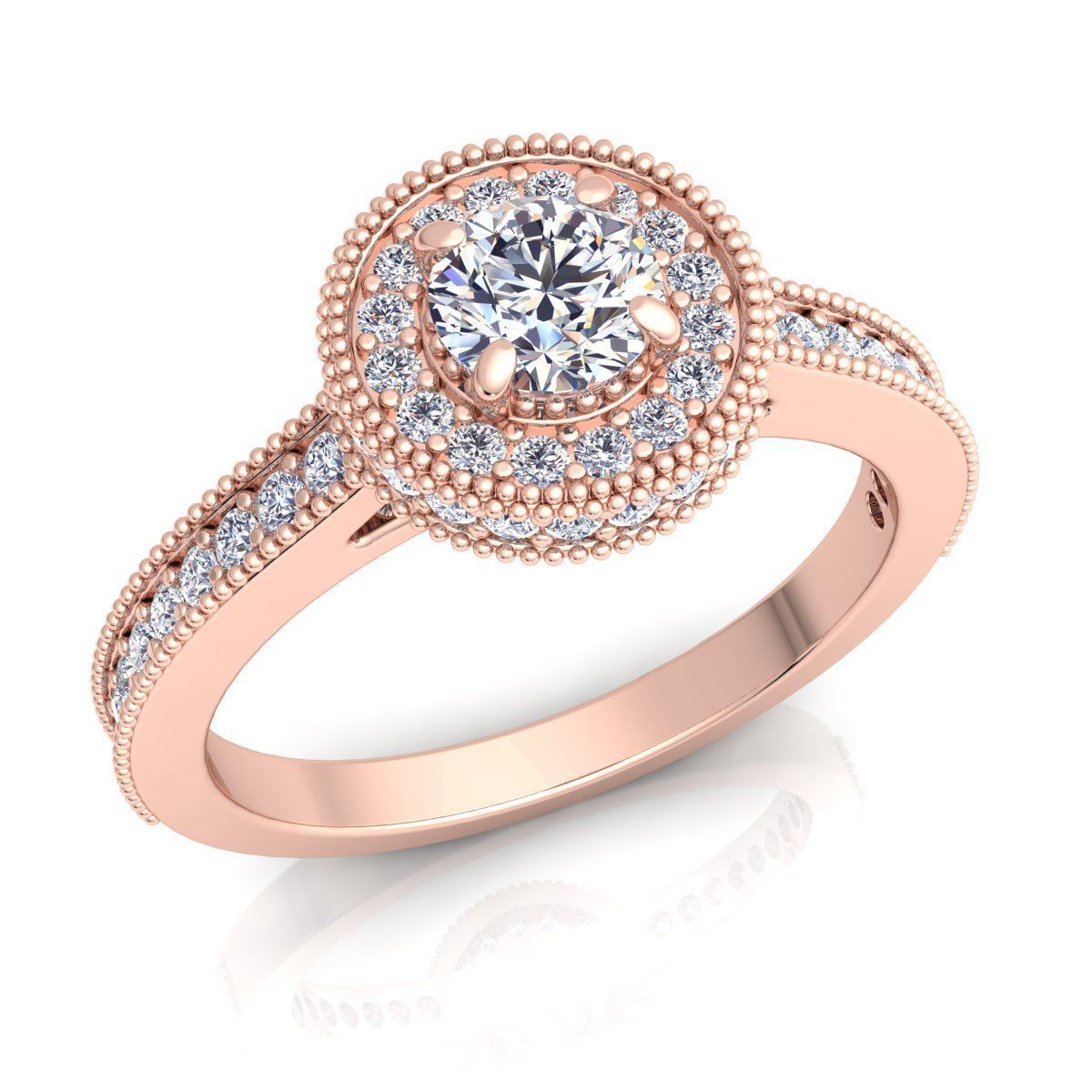 Halo Diamond Ring 3D print model_1