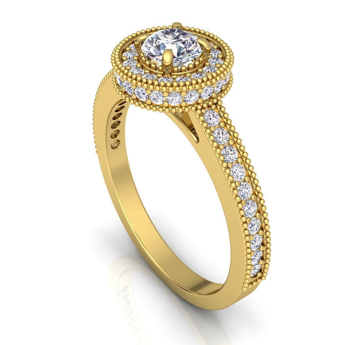 Halo Diamond Ring 3D print model_6