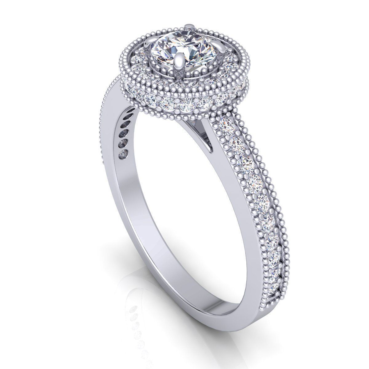 Halo Diamond Ring 3D print model_8