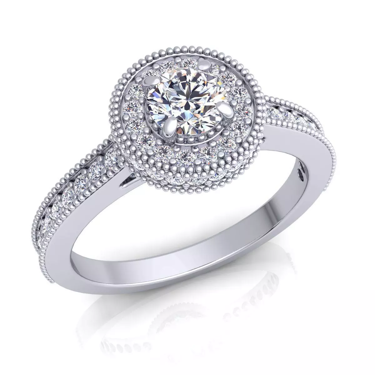 Halo Diamond Ring 3D print model_0