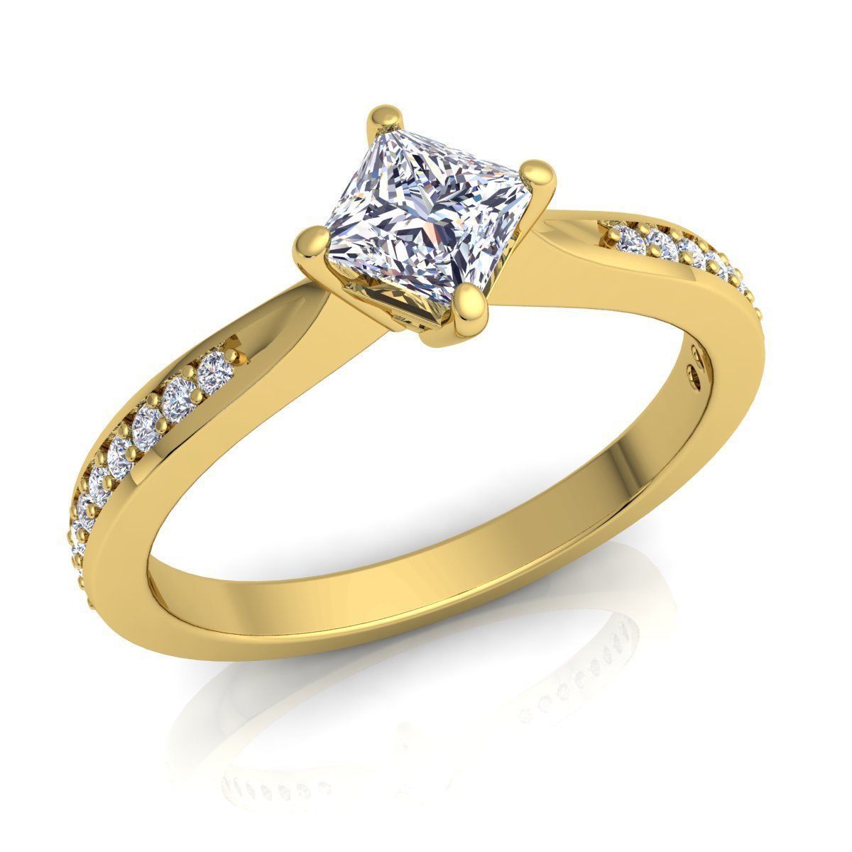Fancy Solitaire Diamond Ring 3D print model_1