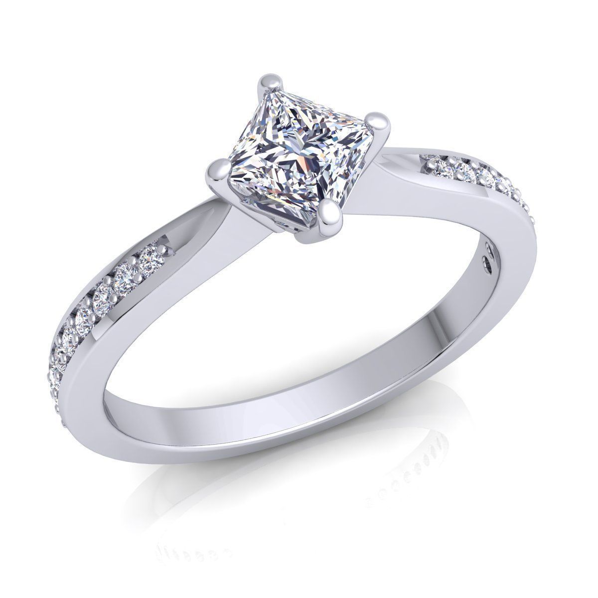 Fancy Solitaire Diamond Ring 3D print model_2
