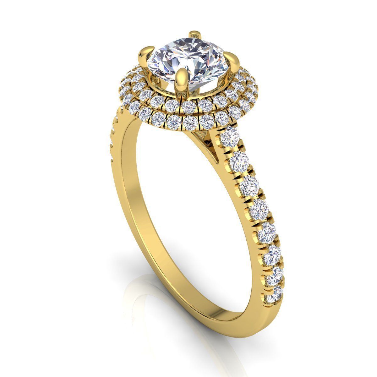 Fancy Halo Diamond  Ring  3D print model_6
