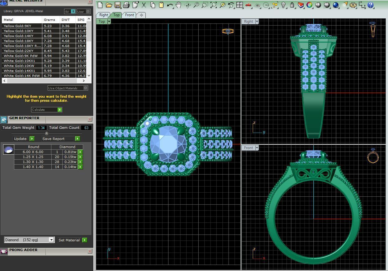 Fancy Halo With Three Row Shank Ring  3D print model_2