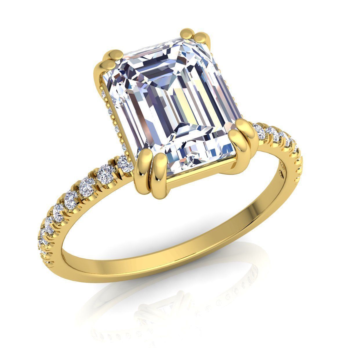 Emerald Cut Ring  3D print model_1