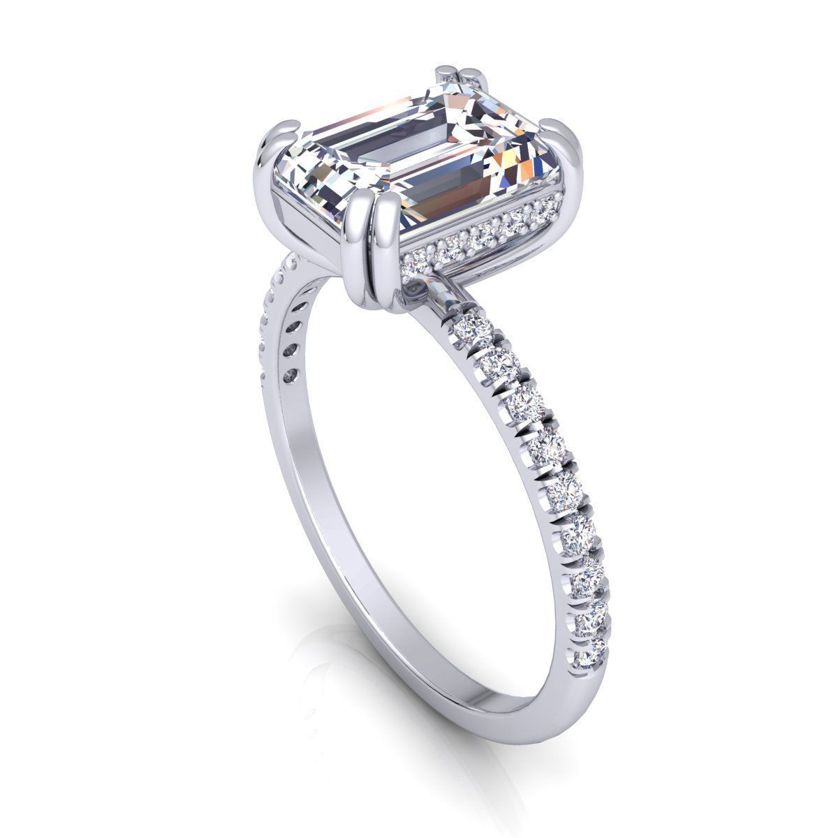 Emerald Cut Ring  3D print model_8