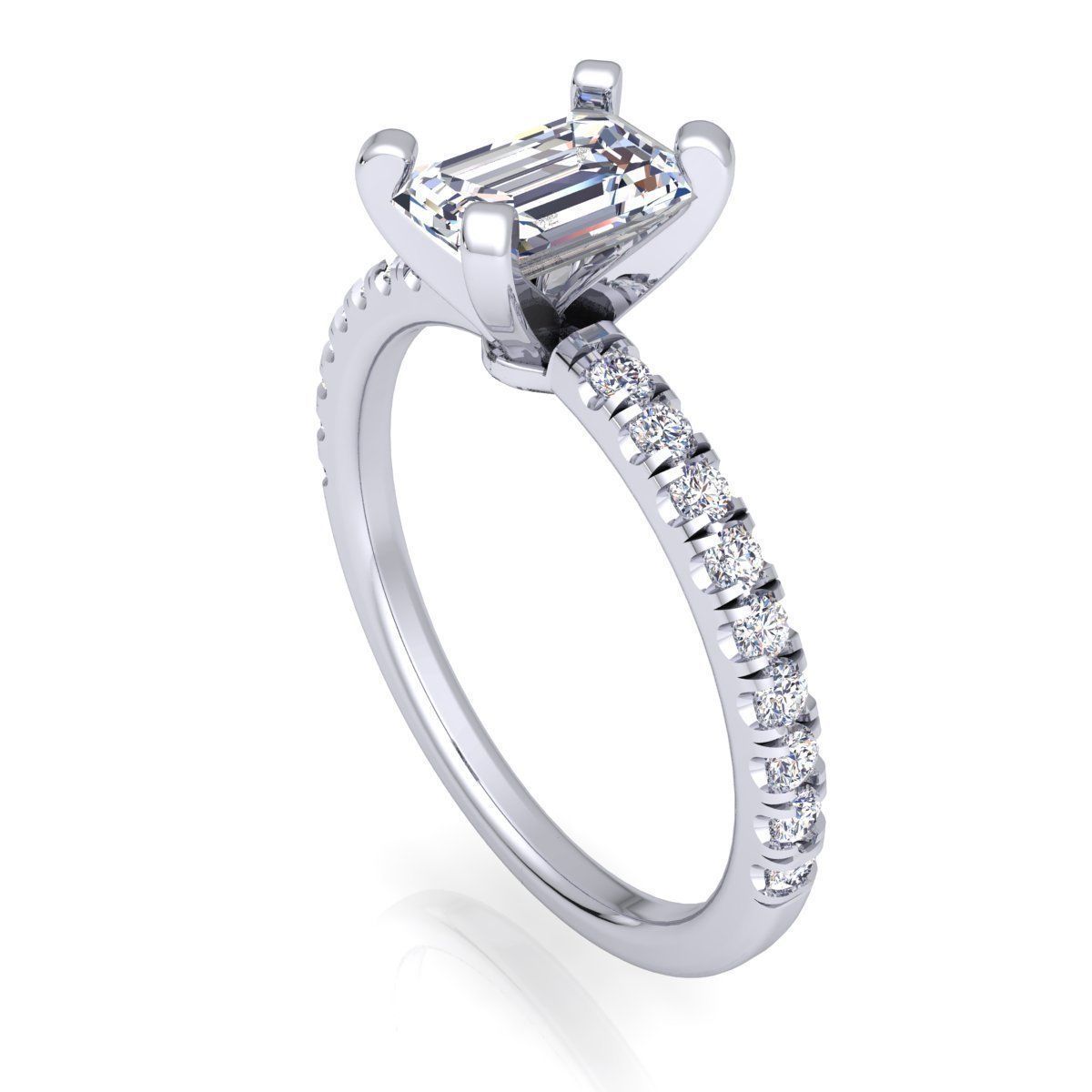 Emerald Cut Ring  3D print model_8