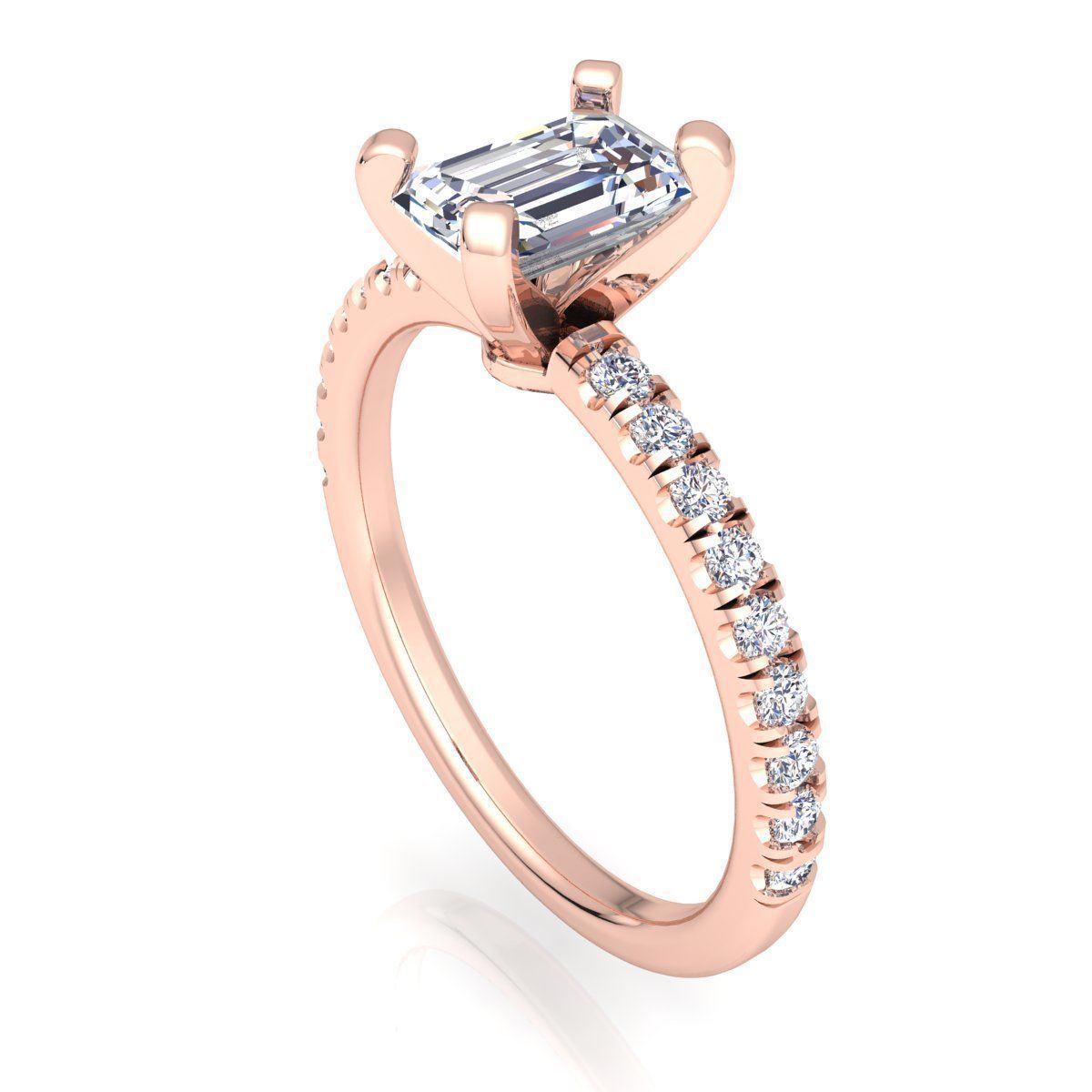 Emerald Cut Ring  3D print model_7