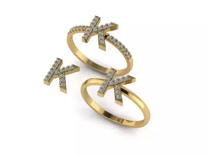 Alphabet letter ring K 3D print model