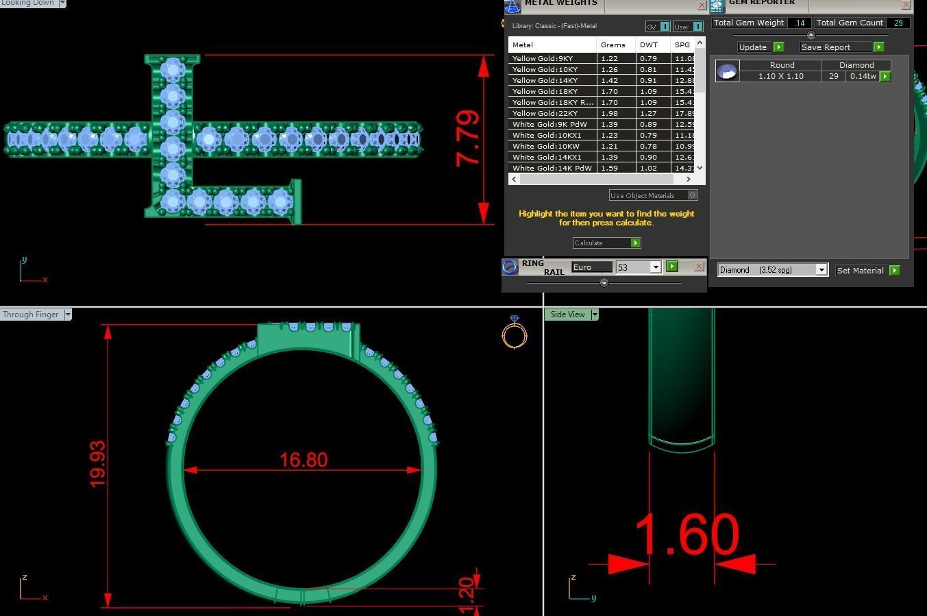 Alphabet letter ring L 3D print model_2
