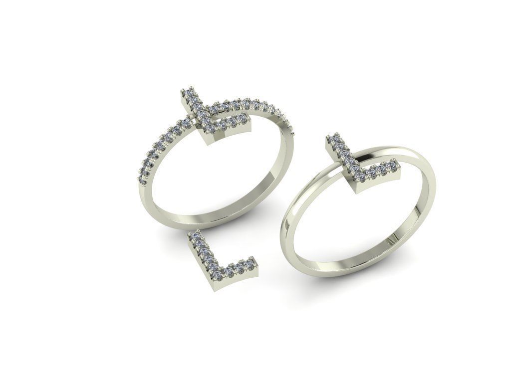 Alphabet letter ring L 3D print model_3