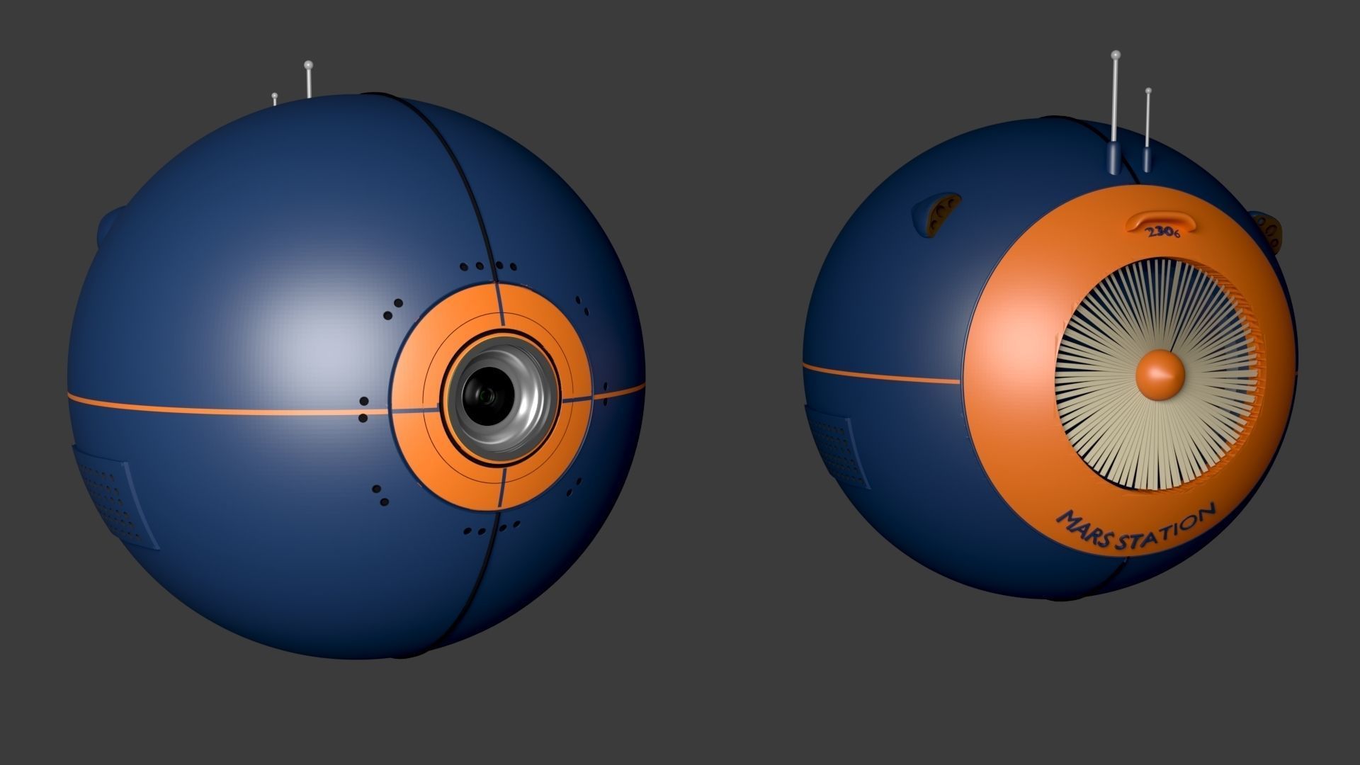 Sci-fi robot - flying robot - camera robot  Free 3D model_10