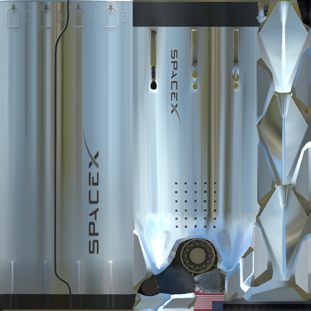 Rocket SpaceX with start platform Lowpoly Low-poly 3D model_10