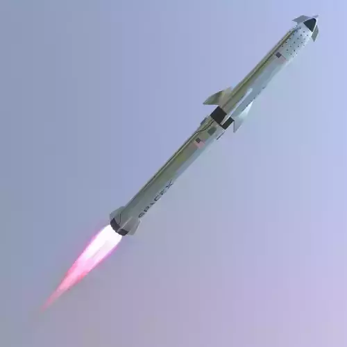 Rocket SpaceX with start platform Lowpoly