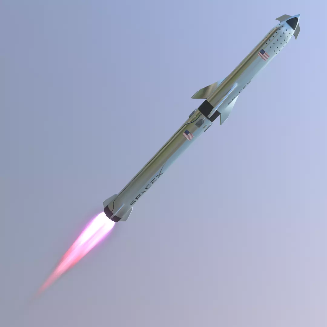Rocket SpaceX with start platform Lowpoly Low-poly 3D model_0