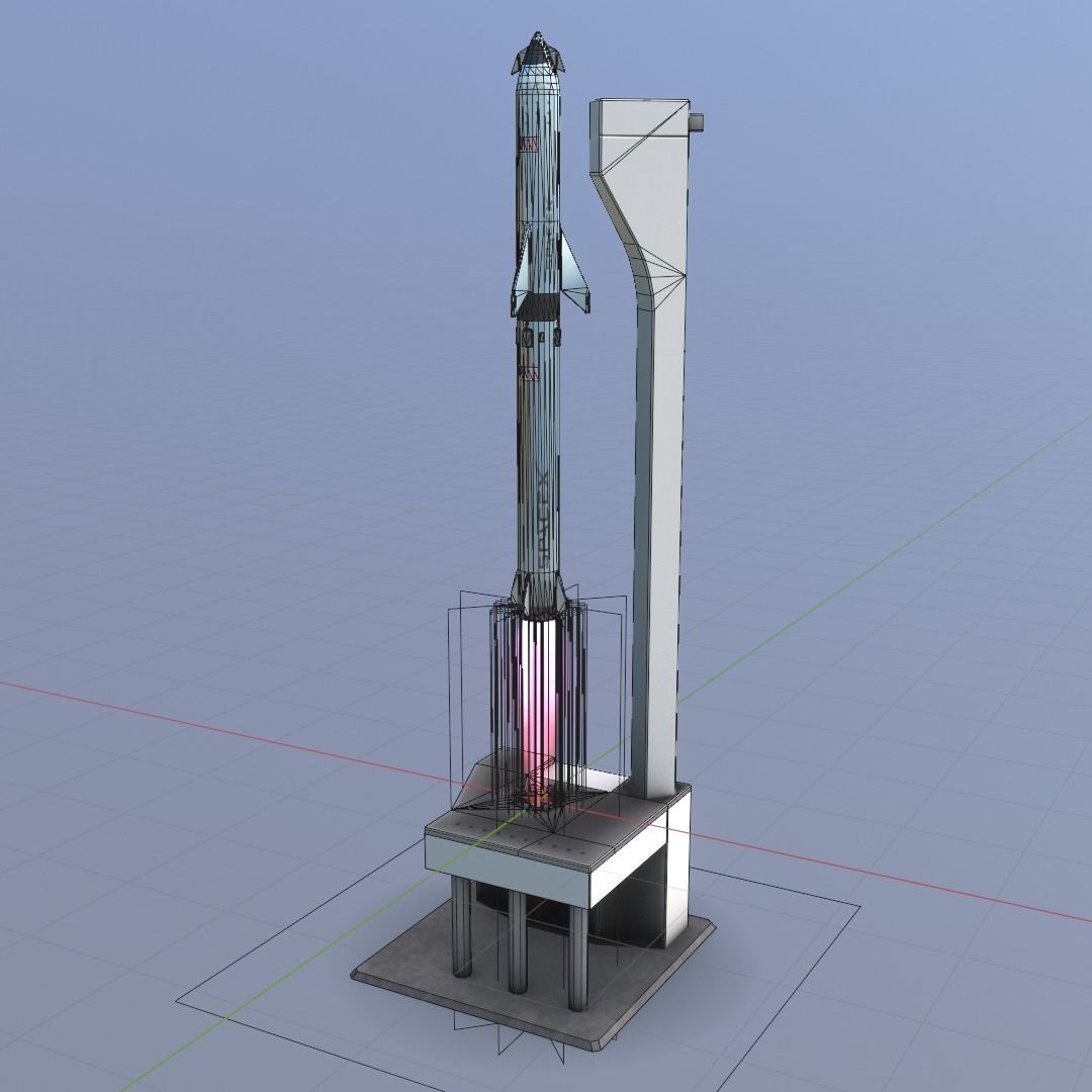 Rocket SpaceX with start platform Lowpoly Low-poly 3D model_5