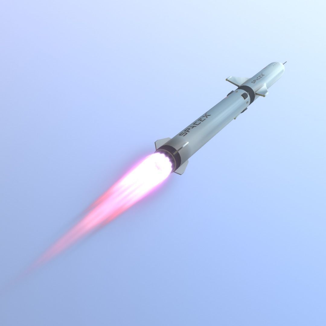 Rocket SpaceX with start platform Lowpoly Low-poly 3D model_2