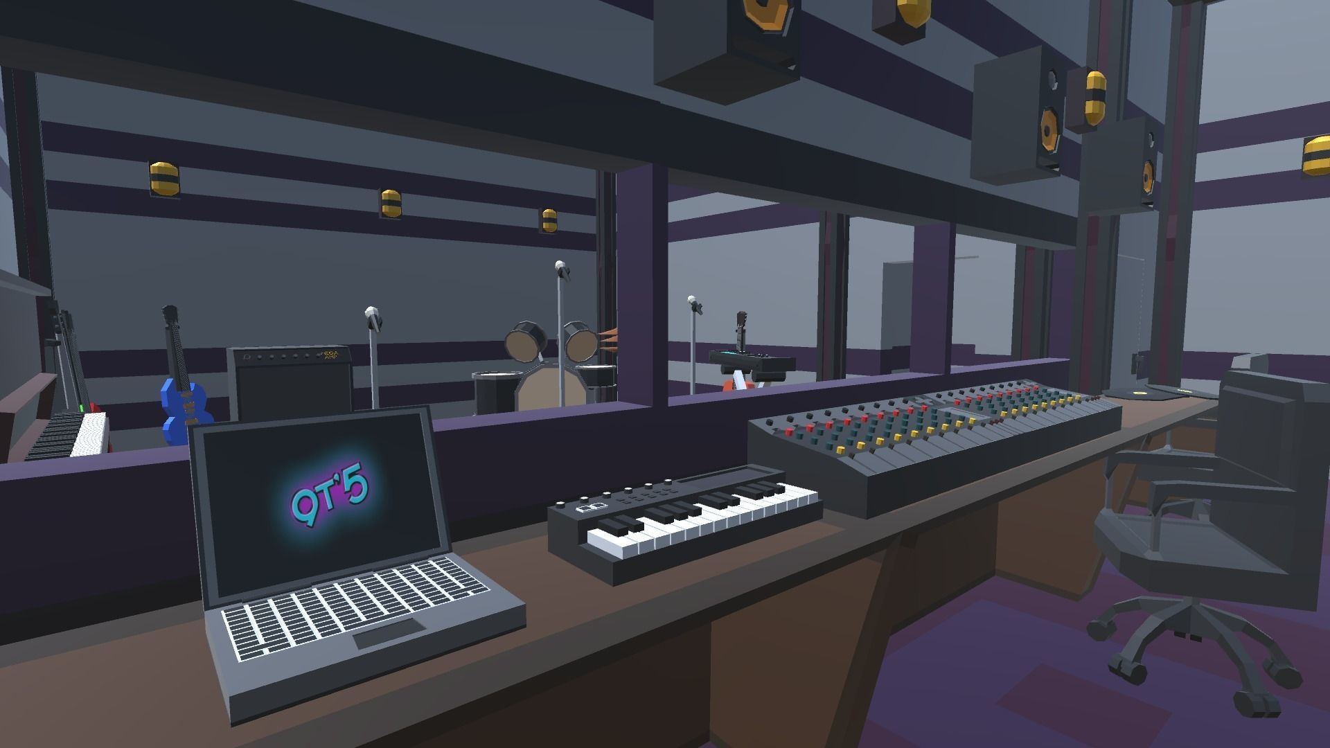 9t5 Low Poly Music Studio Low-poly 3D model_2