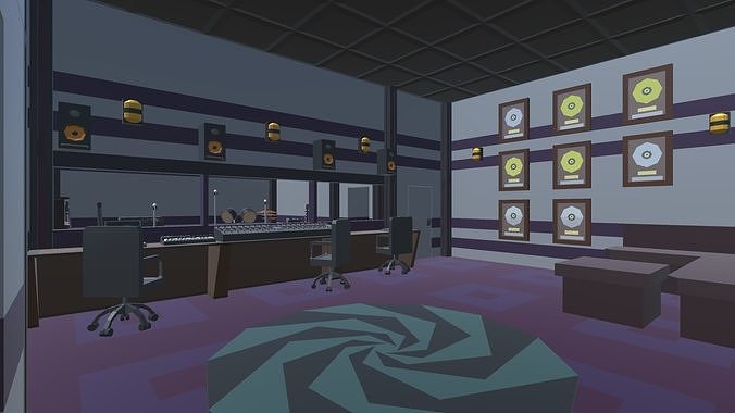 9t5 Low Poly Music Studio Low-poly 3D model