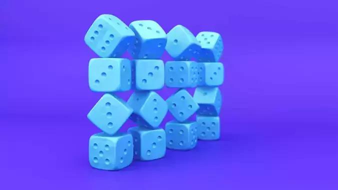 3D Plain Gaming Dice Low-poly 3D model