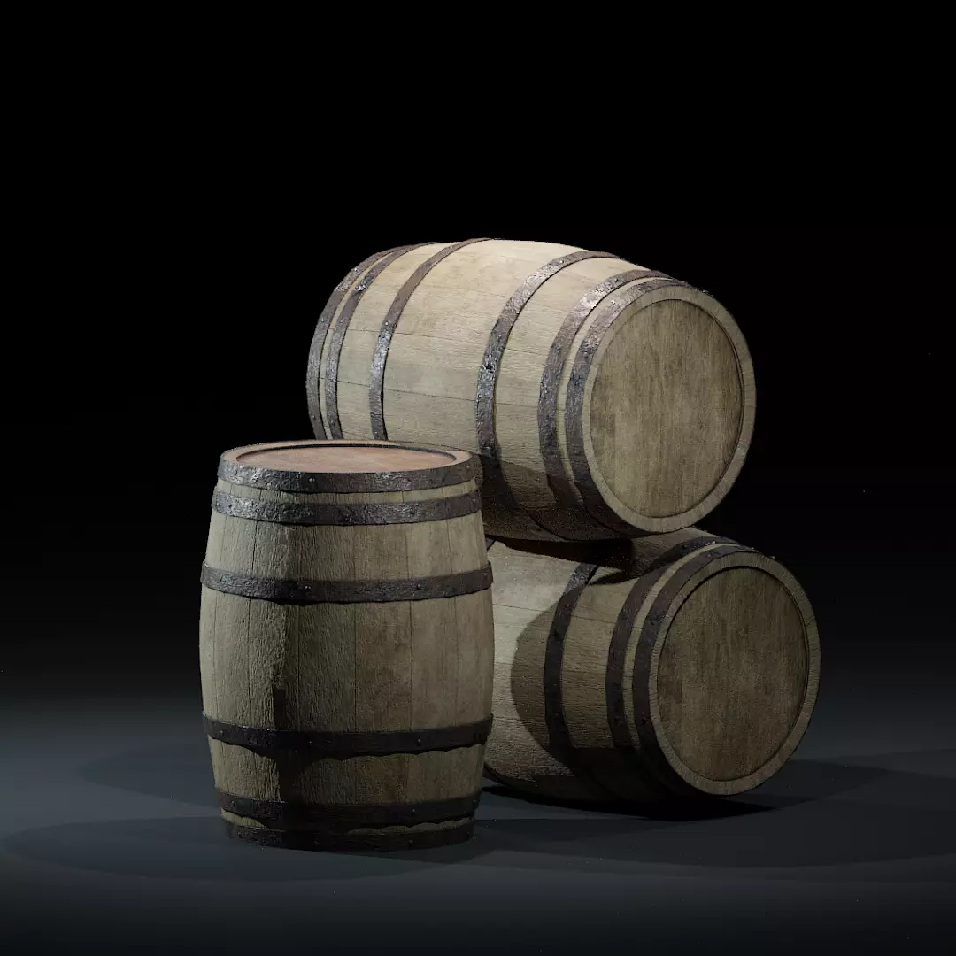 OldWoodenBarrelsV-02 wine barrel Low-poly 3D model