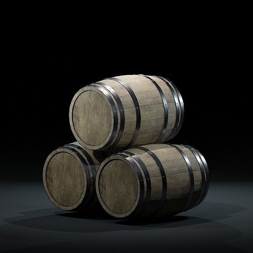 WoodenBarrelV-03 wooden wine barrel Low-poly 3D model
