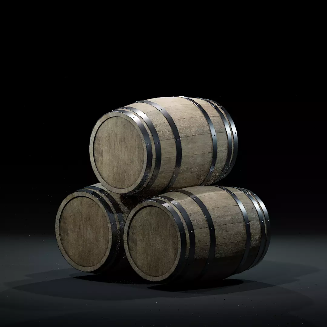 WoodenBarrelV-03 wooden wine barrel Low-poly 3D model