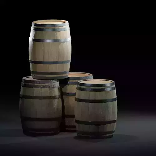 WoodenBarrelsPackv01 three wooden barrels