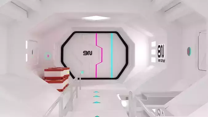 Spaceship Corridor - Modular  Serie A  - Game ready - Production Low-poly 3D model