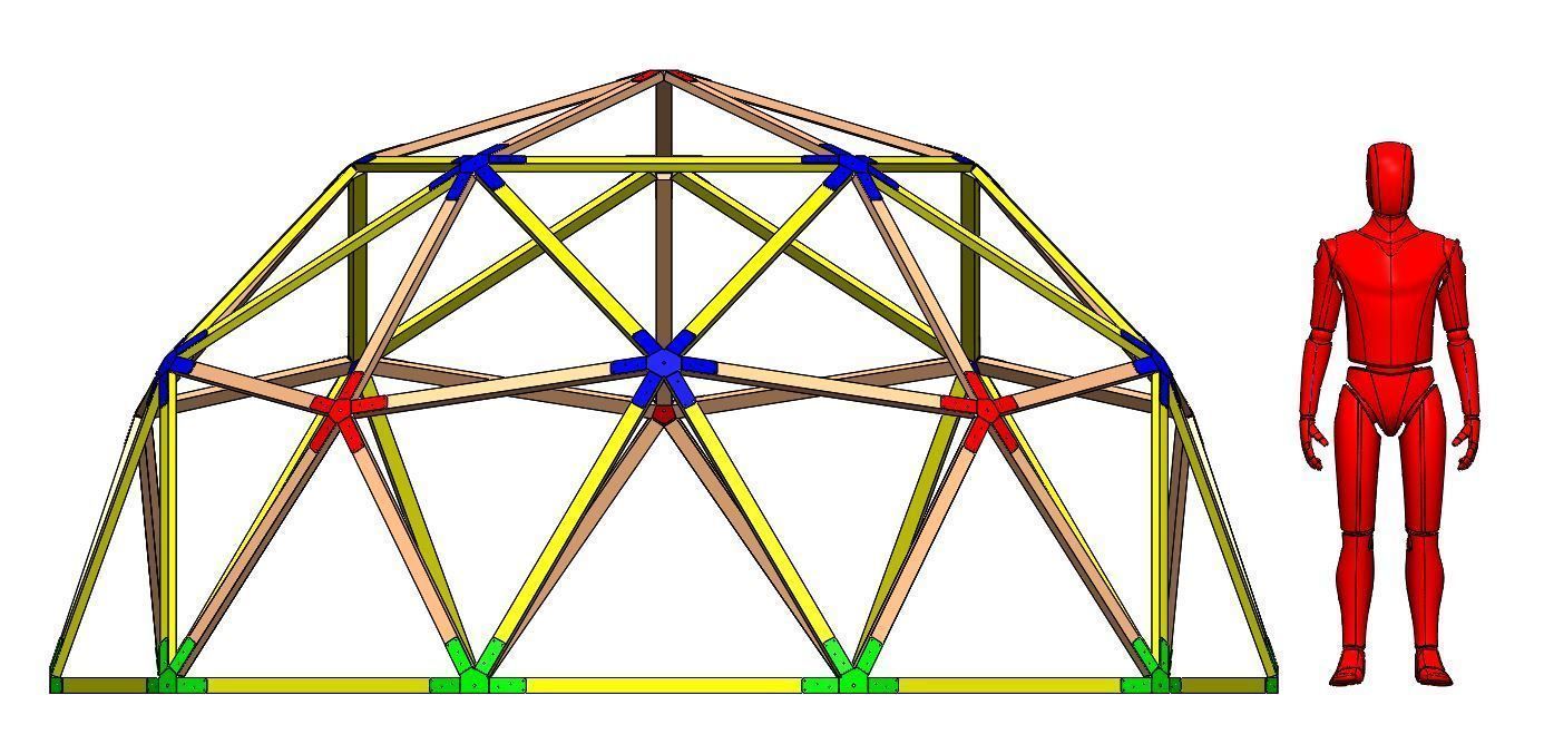 Dome 2V Assembly Kit 6 m diameter 3D print model_2