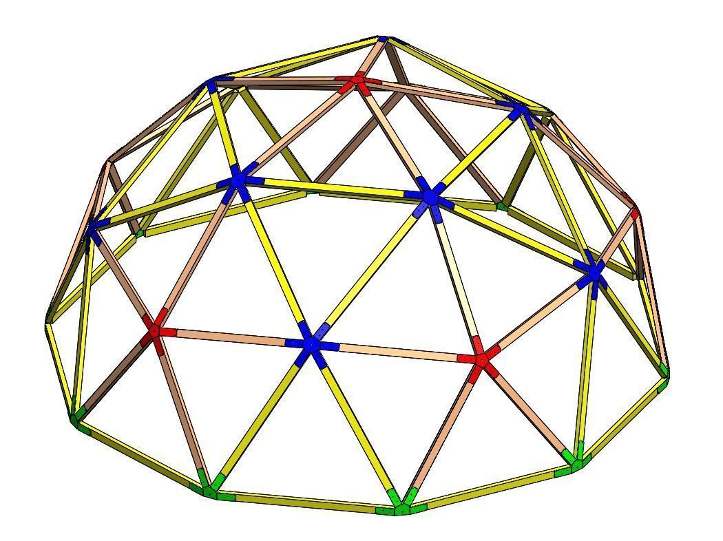 Dome 2V Assembly Kit 6 m diameter 3D print model_10