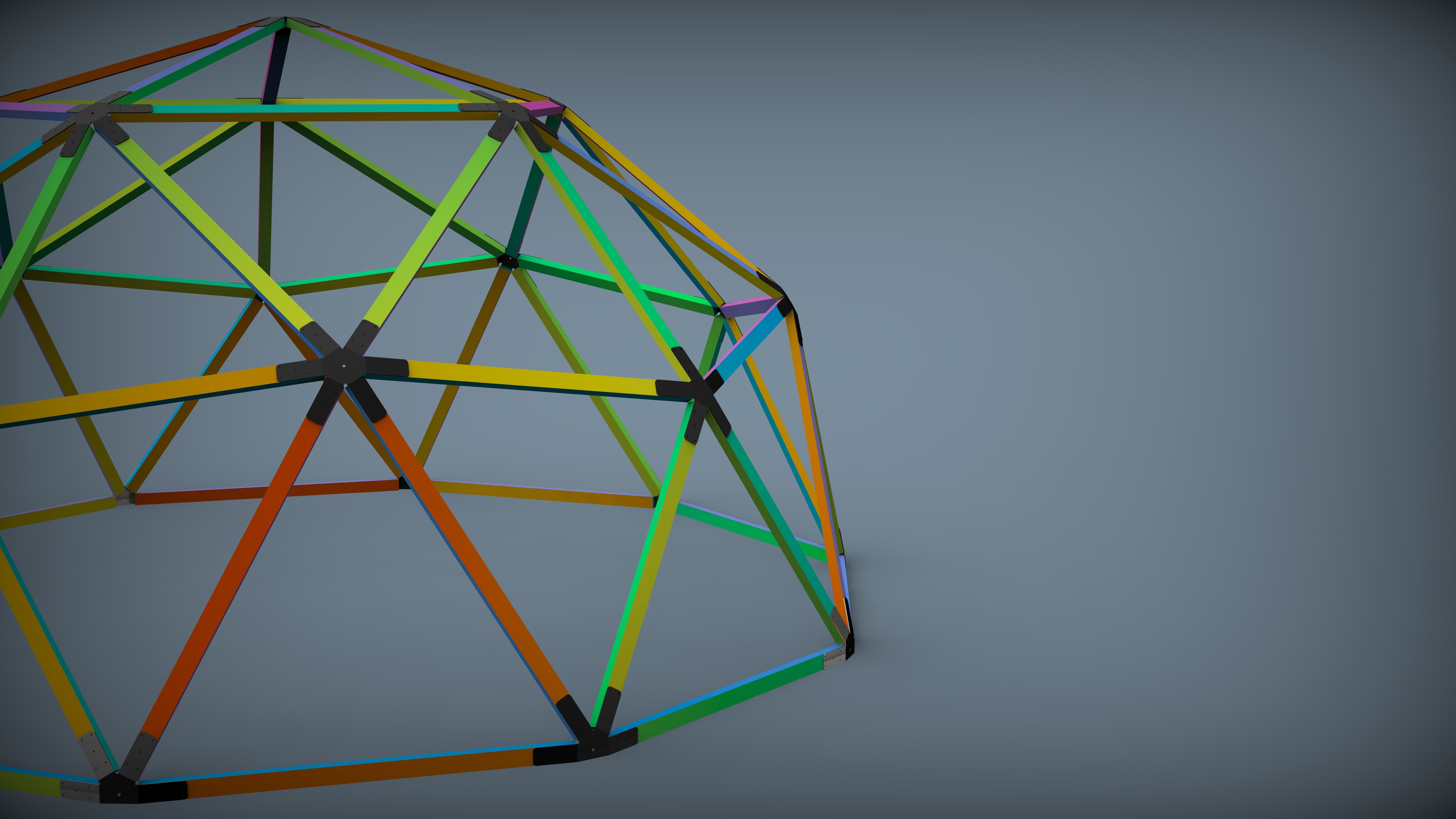 Dome 2V Assembly Kit 6 m diameter 3D print model_5