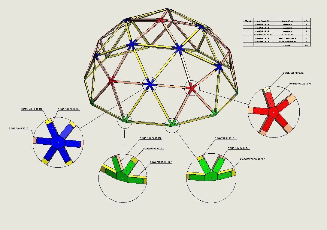 Dome 2V Assembly Kit 6 m diameter 3D print model_4