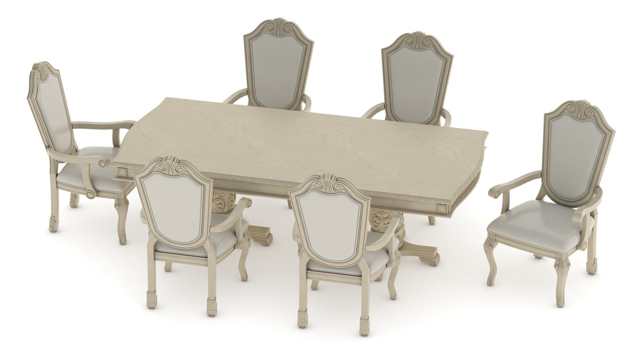 Suzi 7 Pieces Extendable Dining Set Astoria Grand Set 3D model_1