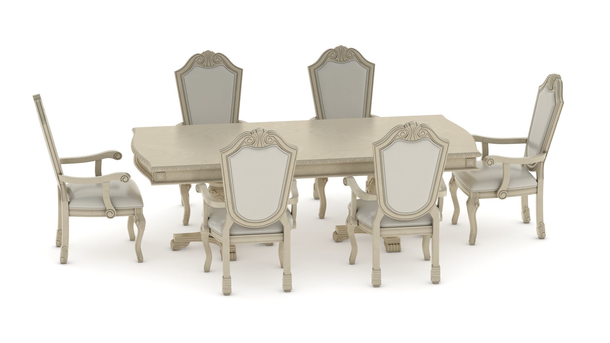 Suzi 7 Pieces Extendable Dining Set Astoria Grand Set 3D model_2
